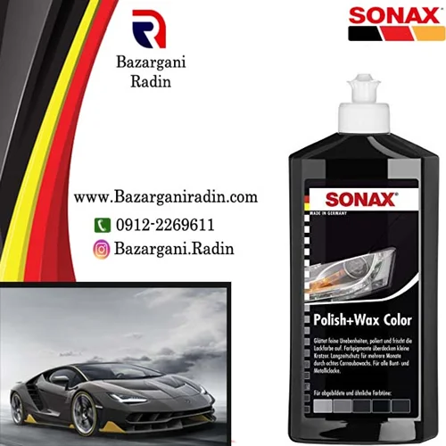 پولیش و واکس رنگی سوناکس مشکی مدل 500 میل (SONAX)کد296100