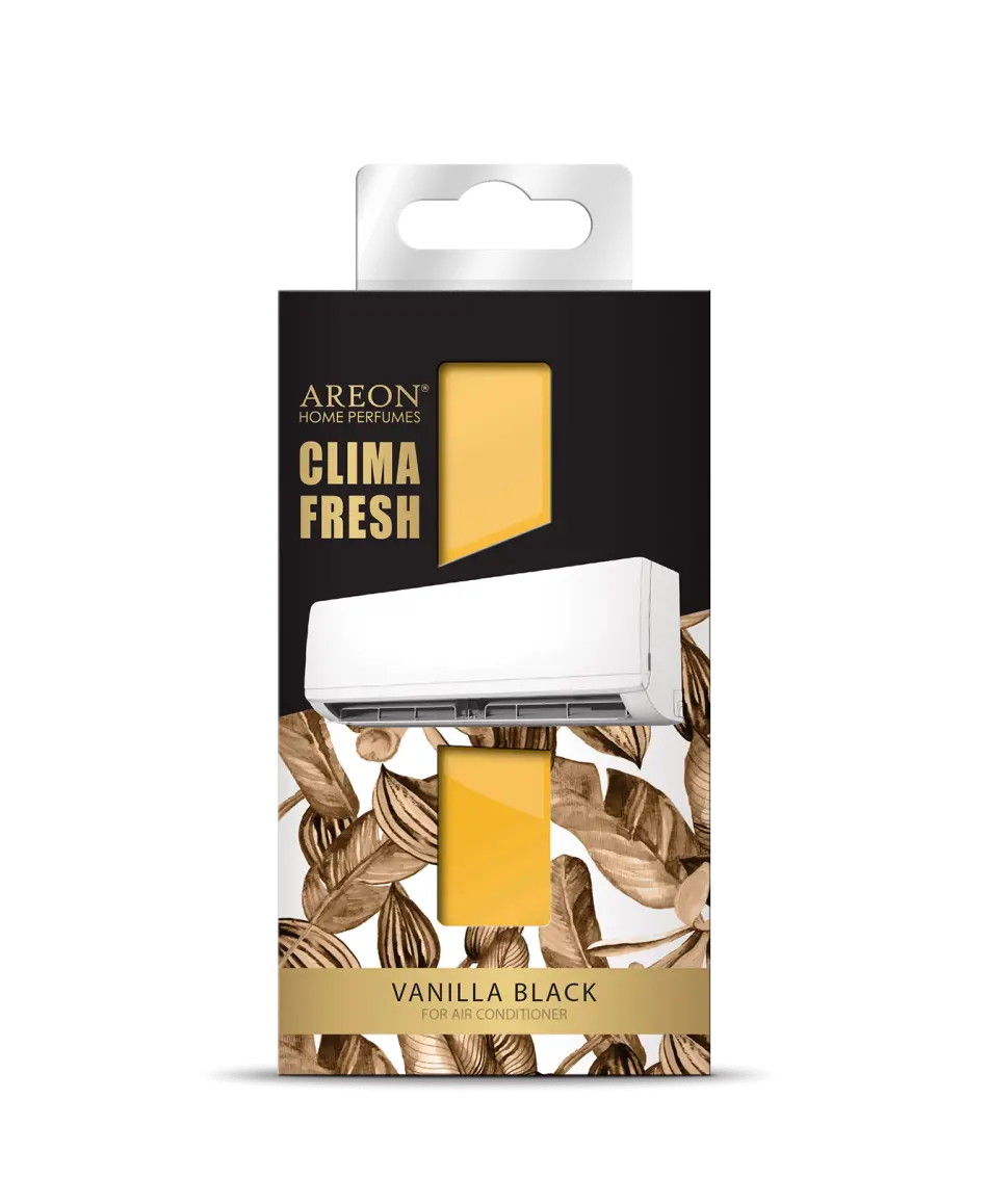 خوشبو کننده آرئون دریچه کولر گازی(اسپیلت) کلیما فرش لوکس Areon CLIMA FRESH رایحه Vanilla Black